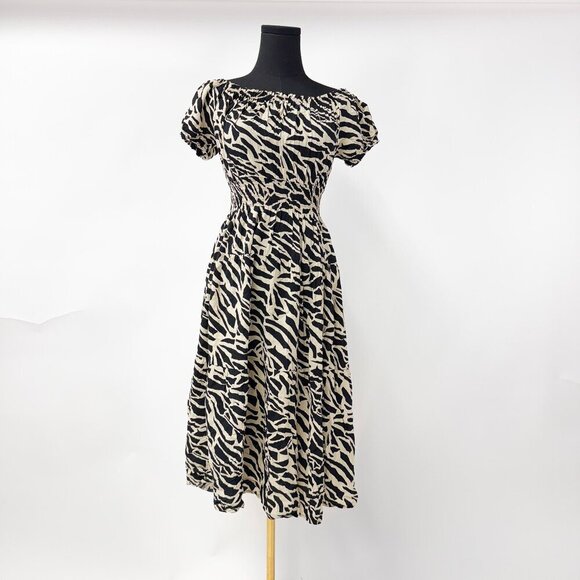 VINTAGE STYLE OFF THE SHOULDER PUFF DRESS PRINTED - Picture 7 of 7